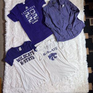 Lot of 4 Womens Kansas State University KSU KSTATE Wildcats Shirts, Size S